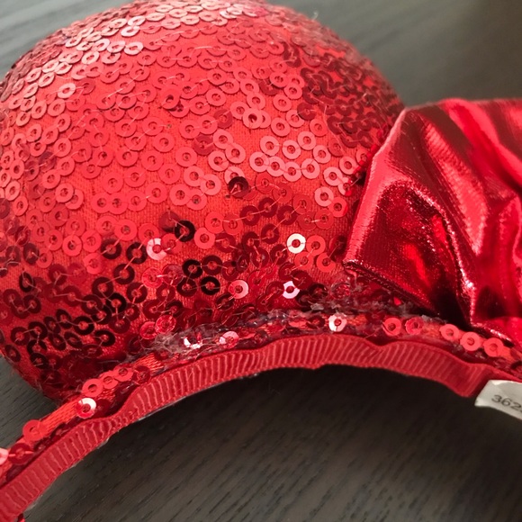 Disney Valentines Day Red Sequins Minnie Mouse Ears - Picture 4 of 6